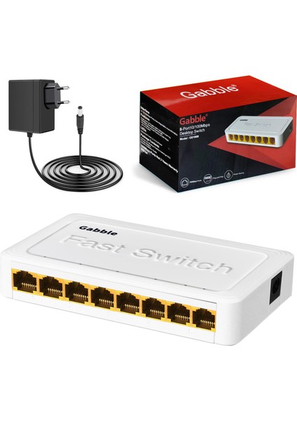 Ethernet Swıtch Hub 8 Port 10/100MBPS Gabble GAB-SWC08