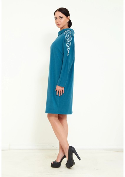 Kadın Triko Taş Işlemeli Tasarım Midi Elbise fiyatları