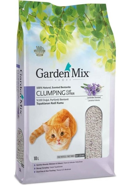 Garden Mix  Lavanta Kokulu Topaklanan Ince Taneli Bentonit Kedi Kumu 10LT