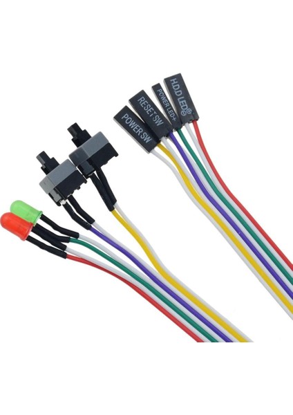 Ana Kart Power Kablosu LED Işıklı Reset Açma Kapama Butonu Kablosu On Off Switch 5064