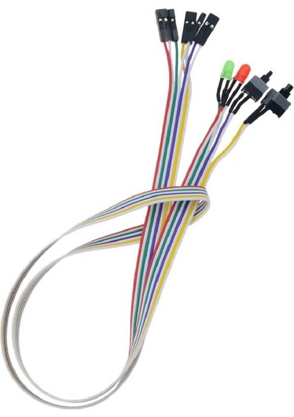 Ana Kart Power Kablosu LED Işıklı Reset Açma Kapama Butonu Kablosu On Off Switch 5064