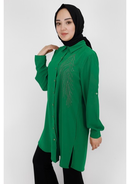 By Coolest Butik 10377 Taş Baskılı Tunik Gömlek