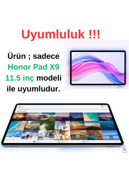 Honor Pad X9 Uyumlu Tri Fold Kalemlikli Tablet Kılıfı Ekran Koruyucu Kalem Seti