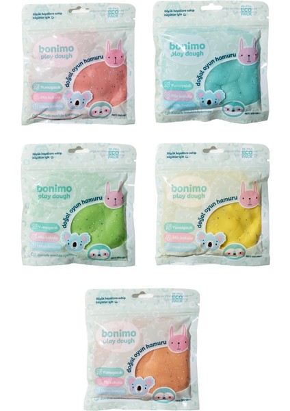 Doğal Oyun Hamuru 5'li Kartuş Paket Glitter Pastel Set (Eco-Pack Refill) 5*150GR