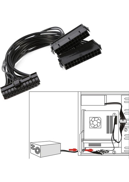 Güç Kaynağı Çoklayıcı 24 Pin Atx Dual Psu Çoklayıcı Adaptör Anakart Mining Kablosu 5145