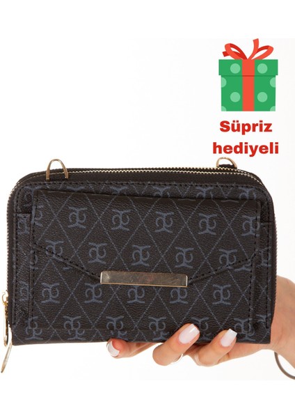Kadın Desenli Kumaş Ayarlanabilir Askı Aparatlı Çapraz El ve Omuz Çantası Telefon Bölmeli