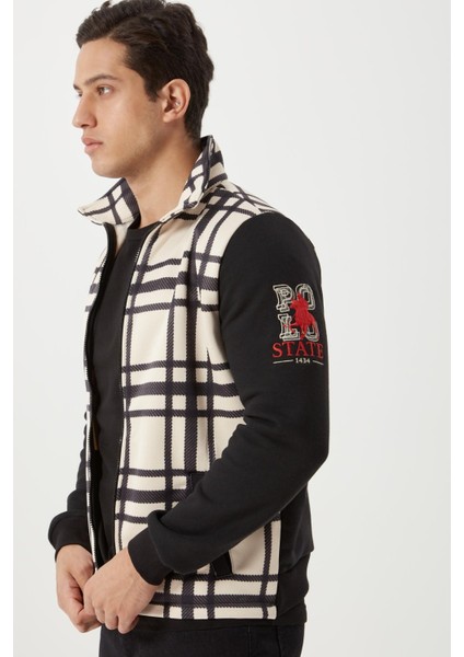 Erkek Ön Ekoseli 3 Iplik Ceket Siyah