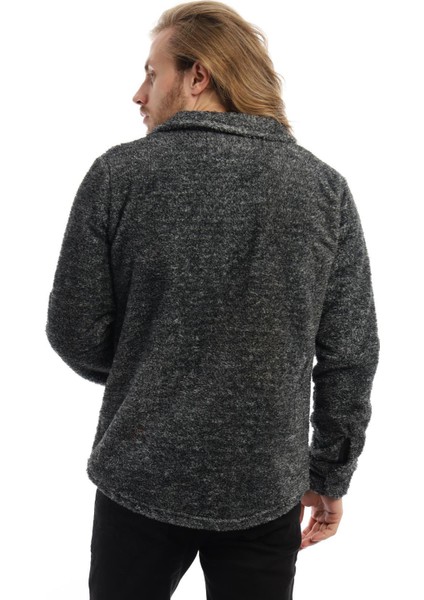 Erkek Oversize Çıt Çıt Kapamalı Cepli Peluş Antrasit Melanj Ceket fırsatları