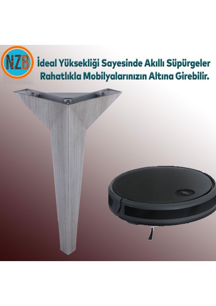 Mobilya Kanepe Sehpa Tv Ünitesi Baza Koltuk Ayağı Çekyat Saten Gri Eskitme 23 cm Ayak fırsatları