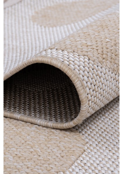 nirvana Sisal Plus Yumuşak Dokuma Görünüm Örgü Saçaklı Bej Nokta Desenli Kilim