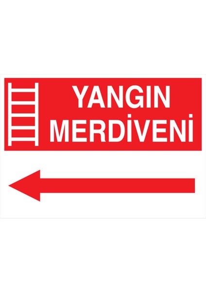 Yangın Merdiveni Sol Yapışkanlı Sticker 25X35 cm