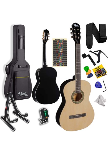 MGX-150-ST Klasik Gitar Sap Ayarlı Doğal Ahşap Gül Klavye 4/4 Yetişkin + Çanta Stand Tuner Capo Askı Metod Pena