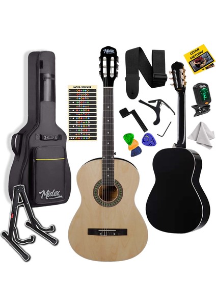 MGX-150-ST Klasik Gitar Sap Ayarlı Doğal Ahşap Gül Klavye 4/4 Yetişkin + Çanta Stand Tuner Capo Askı Metod Pena