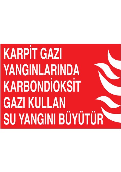 Karpit Gazı Yangınında Karbondioksit Gazı Kullan Su Kullanma Yapışkanlı Sticker 35X50 cm