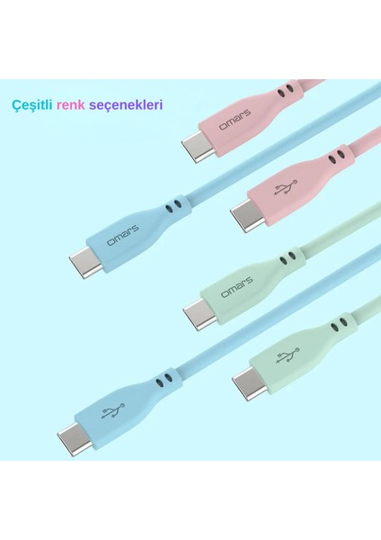 Type-C To Type-C Silikon Pd Hızlı Şarj Kablosu Pembe