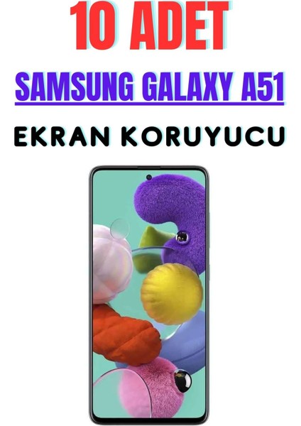 Samsung Galaxy A51 9d Kırılmaz Cam Ekran Koruyucu, Siyah Renk, Ultra Darbe Emici ( 10 Adet )