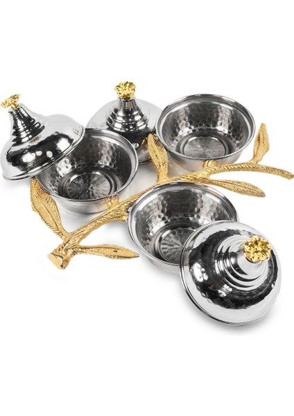 Gümüş Kaplama Dövme 3'lü Bakır Çerezlik fiyatları