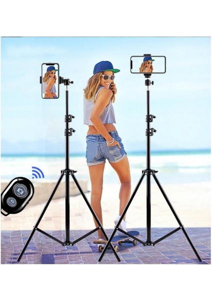 Bluetooth Kumandalı Tripod 2.1 Metre Metal Ring Lıght Lamba Ayağı