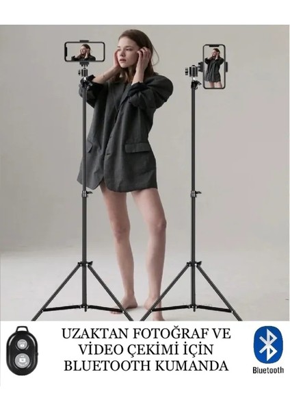 Bluetooth Kumandalı Tripod 2.1 Metre Metal Ring Lıght Lamba Ayağı