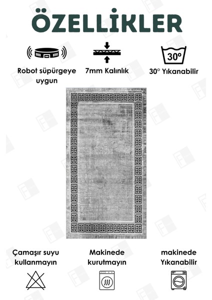 Yıkanabilir Halı Mutfak Kaymaz Dod Taban Leke Tutmaz Ev Halısı Gri-Açıkgri