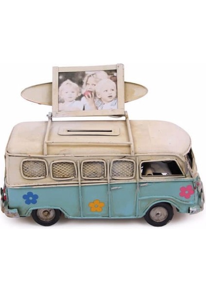 Dekoratif Metal Minibüs Çerçeveli ve Kumbaralı