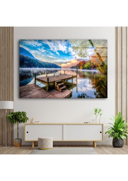 Göl Istekele Manzarası Temperli Cam Duvar Tablosu