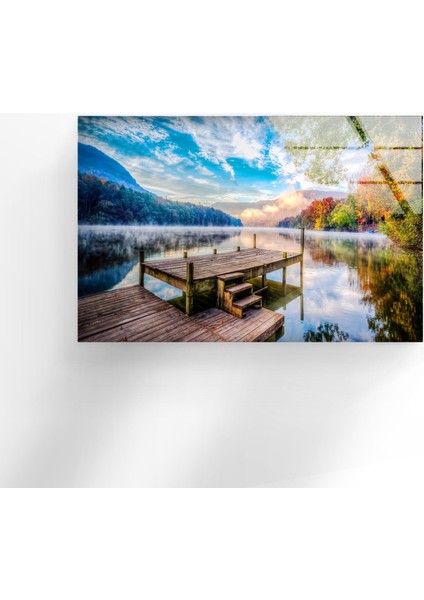 Göl Istekele Manzarası Temperli Cam Duvar Tablosu indirimleri