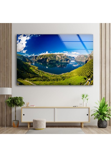 Aurlandsfjord Dağı Temperli Cam Duvar Tablosu