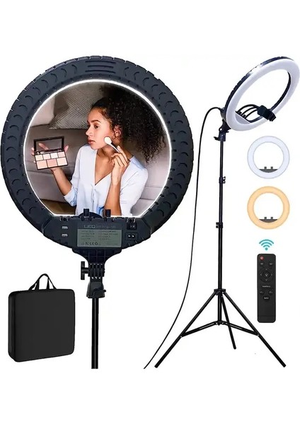 21 İnç LED Halka Işık 54 cm 65W Kumandalı Ring Light Çekim Işığı