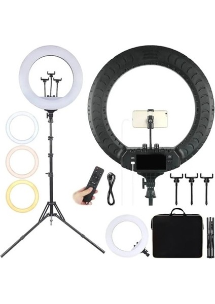 21 İnç LED Halka Işık 54 cm 65W Kumandalı Ring Light Çekim Işığı