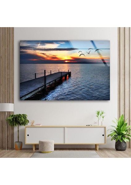 Deniz Manzaralı Temperli Cam Duvar Tablosu