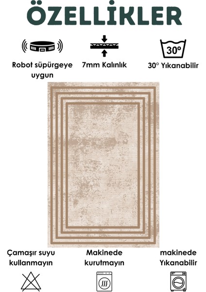 Yıkanabilir Yolluk Mutfak Kaymaz Dod Taban Leke Tutmaz Ev Koridor Yolluk Bej-Kahve