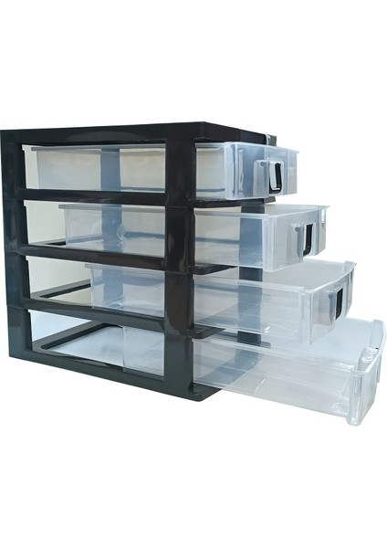 4 Gözlü Plastik Takı Bileklik Organizer Çekmece Siyah- AL3186 fiyatları