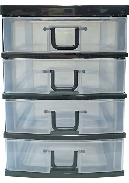 4 Gözlü Plastik Takı Bileklik Organizer Çekmece Siyah- AL3186 fırsatları