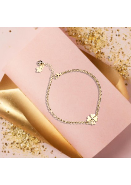 Yonca Doç Zincirli Altın Bileklik CGKBLK0063