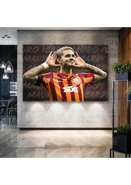 Mauro Ikardi Sarı Kırmızı Galatasaran Futbolcu Yatay Kanvas Tablo