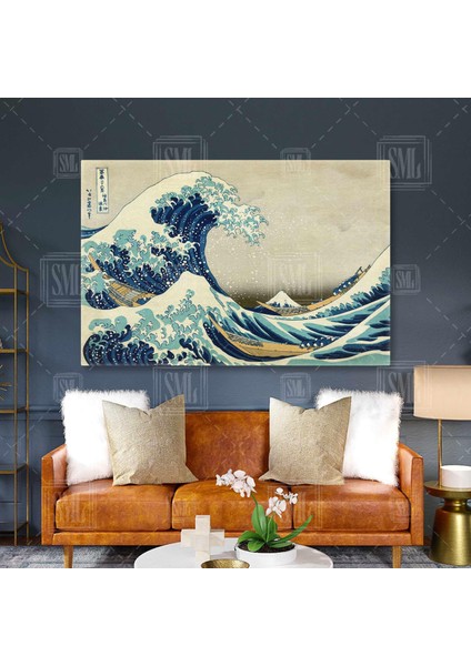 Kanagawa Oki Great Wave Japon Deniz Dalgası Katsushika Hokusai Yatay Kanvas Tablo