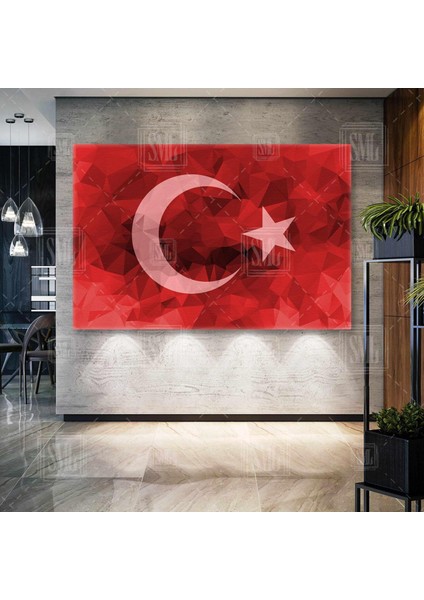 Türk Bayrağı Ay Yıldız Hilal Türkiye Cumhuriyeti Bayrak Yatay Kanvas Tablo
