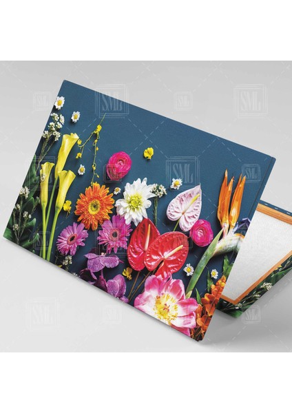 Taze Çiçek Buketi Çeşitli Çiçeklerden Aranjman Yatay Kanvas Tablo fiyatları