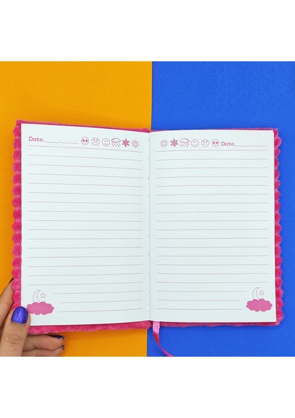 Peluş Pullu Not Defteri 20 x 13 cm 60 Yaprak Gülenyüz Pembe