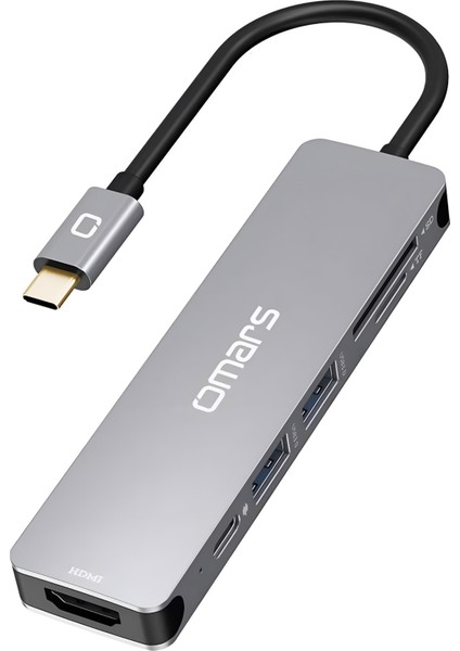 6 Port Type-C USB 3.1 Pd 4K HDMI Video Transferi Sd/tf Kart Uyumlu Hub Dönüştürücü Adaptör