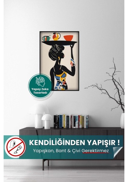 Pi Papers Afrikan Siyahi Kadın Portresi - Bohem Matisse Tarzı Yüksek Çözünürlüklü Duvar Poster