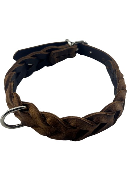 %100 Hakiki Deri El Örgüsü Köpek Tasması 2.5X55 Delik Mesafesi 41-50CM fırsatları