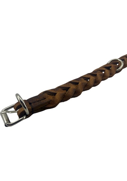 %100 Hakiki Deri El Örgüsü Köpek Tasması 2.5X55 Delik Mesafesi 41-50CM indirimleri