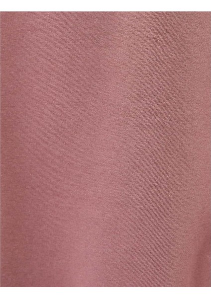 Kapşonlu Sweatshirt Slogan Baskılı Uzun Kollu - Koton - 4SAM70089MK - Pembe - M