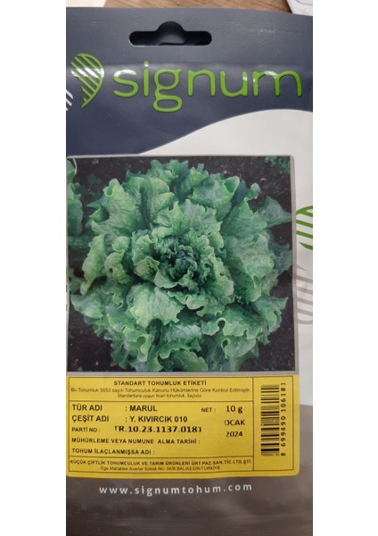Kolukısa Tarım Yazlık Marul Tohumu