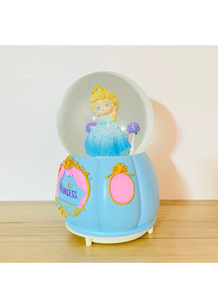 Prenses Model Büyük Boy Işıklı Müzikli Püskürtmeli Kar Küresi Mavi fiyatları