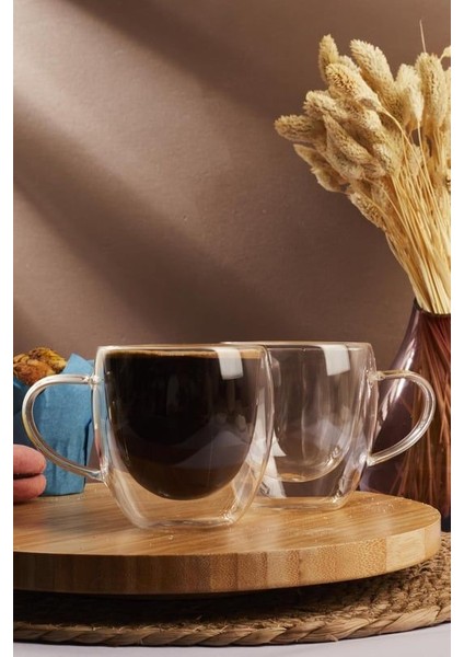 Ekincihome Double Wall 250ML Cam 2`li Kupa 15179