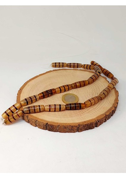 3 Şeritli Tibet Akik Taşı Silindir Kesim 9X30MM/ADET (45780-1) fiyatları