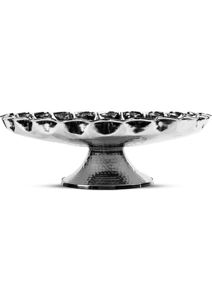 Gümüş Kaplama Ayaklı Bakır Meyvelik,Sunumluk 22.5 Cm